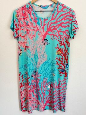 Tori Richard coral reef tropical shift dress